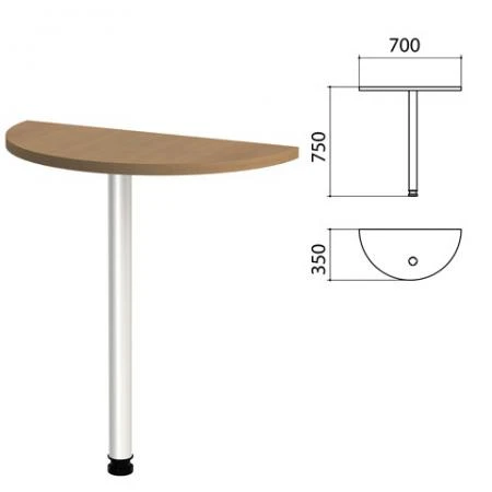 Фото Стол приставной полукруг "Этюд", 700х350х750 мм, цвет дуб онтарио (КОМПЛЕКТ)