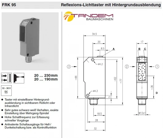 Фото Датчик детектор фокусированный Leuze 11-30V PNP FRK95/44-150L