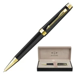 фото Ручка шариковая PARKER "Premier Deep Black Lacquer GT", корпус латунь, лак, позолоченные детали, синяя