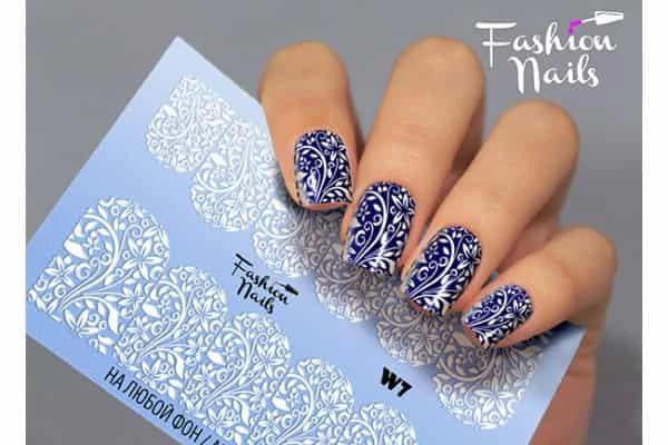 Фото Наклейки для маникюра Fashion Nails Слайдер дизайн WHITE #7