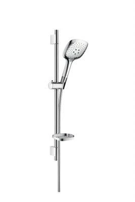 Фото Hansgrohe Raindance Select E 150 3jet/ Unica'S Puro 27856400 Душевой гарнитур (хром/белый) | интернет-магазин сантехники Santehmag.ru