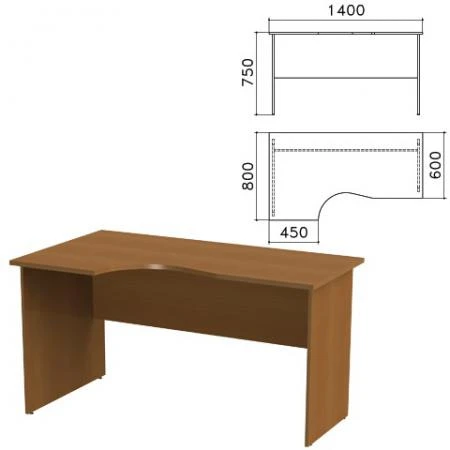 Фото Стол письменный эргономичный "Канц", 1400х800х750 мм, левый, цвет орех пирамидальный, СК36.9