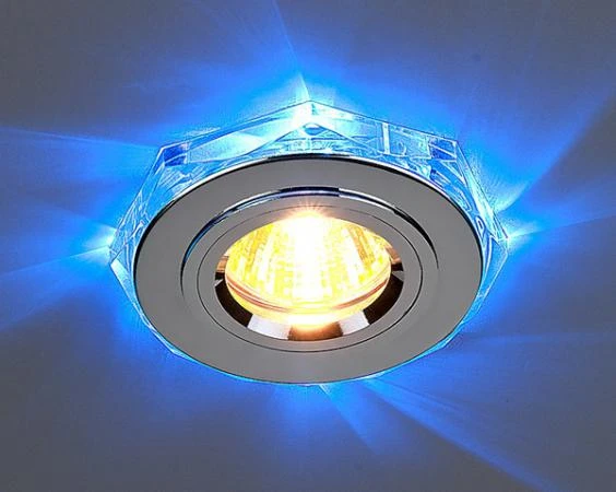 Фото Точечный светильник со светодиодной подсветкой 2020/2 SL/LED/BL (хром / синий); a031349 ELEKTROSTANDARD