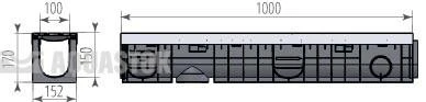 Фото Дренажный лоток с решеткой DN100 H170
