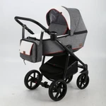 фото Коляска 3 в 1 BeBe-mobile Gusto кожа белая/серый с красной отделой