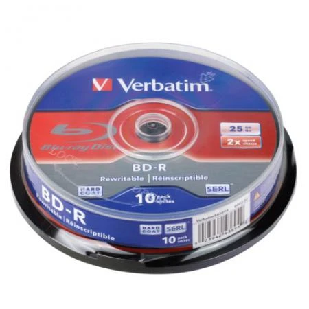 Фото Диски BD-R (Blu-ray) VERBATIM, 25Gb, 2x, 10шт., Cake Box