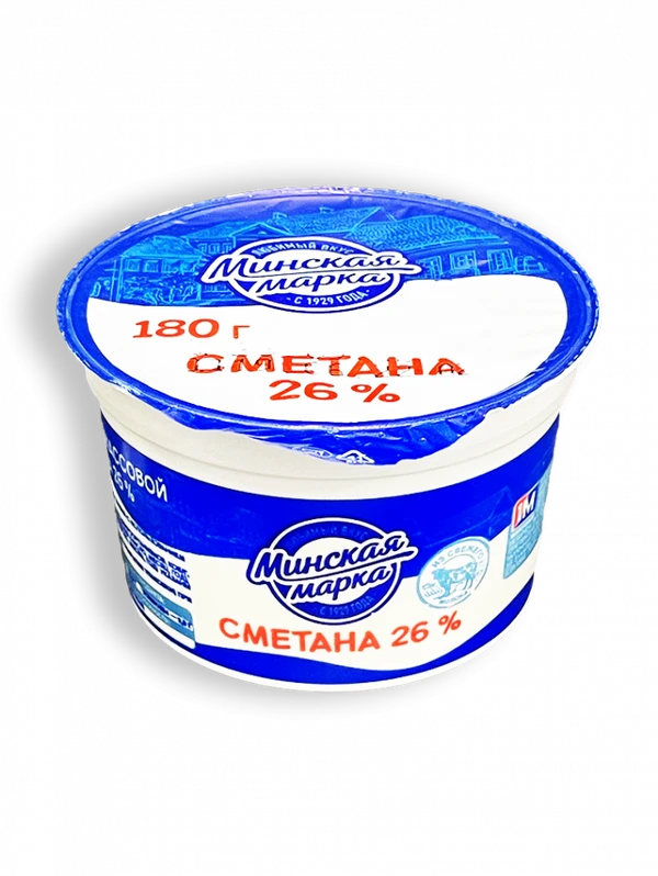 Фото Сметана Минская марка 26% 180г стакан