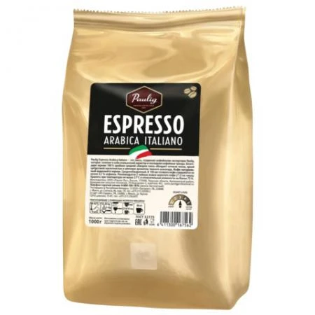 Фото Кофе в зернах PAULIG (Паулиг) "Espresso Arabica Italiano", натуральный, 1000 г, вакуумная упаковка