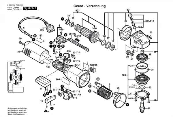 Фото Bosch Professional СЕТЕВОЙ КАБЕЛЬ болгарки GWS 1000 (рис.805)