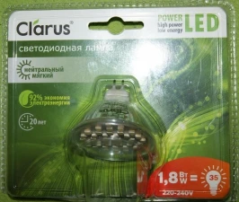 Фото Точечная светодиодная лампа Clarus LED Spot MR16-N 1,8W, 220-240V, 4100K