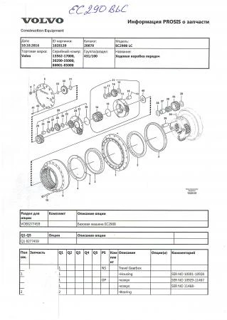 Фото Запчастей на экскаватор Volvo EC290BLC новые