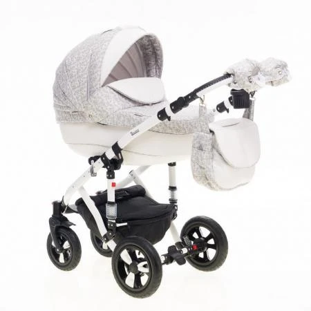 Фото Коляска 2в1 BeBe-Mobile Toscana Ecco 100% 718S кожа белый/светло-бежевый с рисунком