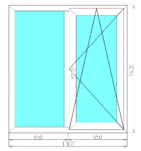 Фото Окно пвх двухстворчатое 1300*1400