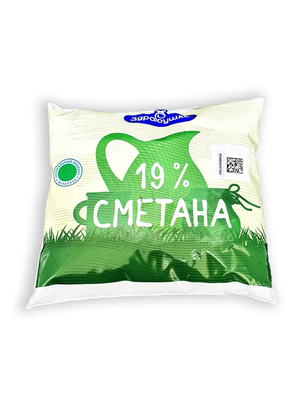 Фото Сметана Здравушка 19% 400г пленка