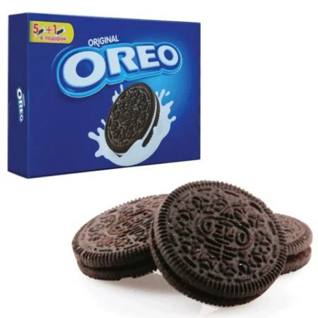 Фото Печенье OREO (Орео) шоколадное, начинка из ванильного крема, 228 г, 6 шт. х 38 г, коробка