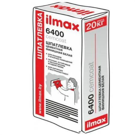 Фото Шпатлевка цементная финишная белая ilmax 6400 (20 кг)