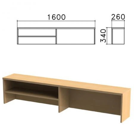 Фото Надстройка для стола письменного "Монолит", 1600х260х340 мм, 1 полка, цвет бук бавария