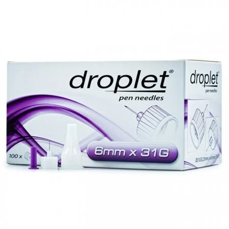 Фото Иглы для инсулиновых шприц-ручек Droplet 6mm x 31G (100 шт.)