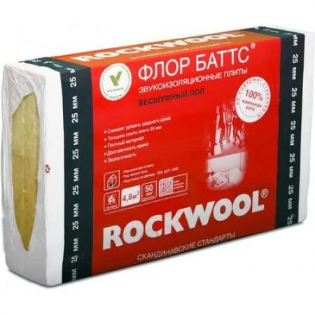 Фото Утеплитель Rockwool Флор Баттс 1000х600х100 (1,2м2), плита