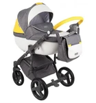 фото Коляска 2в1 BeBe-Mobile Ravenna Sport V105 кожа белая/желтая + серая