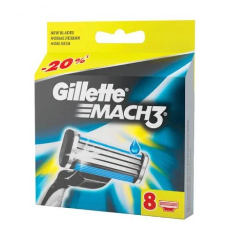 Фото Сменные кассеты для бритья GILLETTE (Жиллет) "Mach3", 8 шт., для мужчин