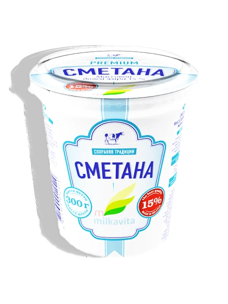 Фото Сметана Милкавита 15% 300г стакан