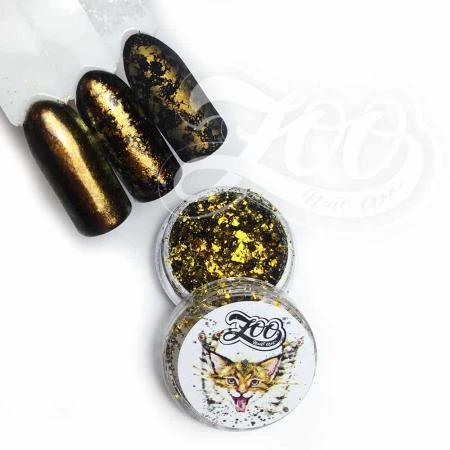 Фото Дизайн ногтей Zoo Nail Хлопья Юки (золотой