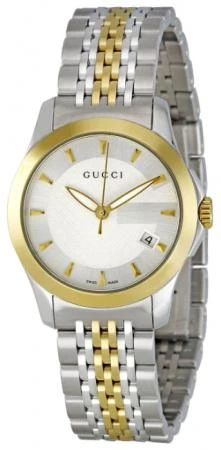 Фото Gucci Женские часы Gucci Timeless Silver Dial Two Tone Bracelet Quartz Watch YA126511