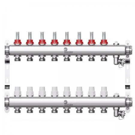 Фото Коллектор в сборе с расходомерами на 8 выходов Wester нержавейка
