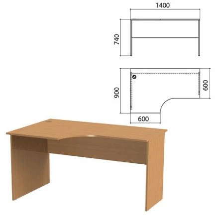 Фото Стол письменный эргономичный "Эко", 1400х900х740 мм, левый, бук бавария