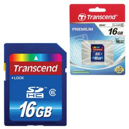 Фото Карта памяти SDHC 16 GB TRANSCEND скорость передачи данных 6 Мб/сек. (class 6)