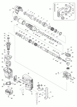 Фото Makita Хомут боковой рукоятки HM1111C отбойный молоток Makita HM1111C рис.(119)