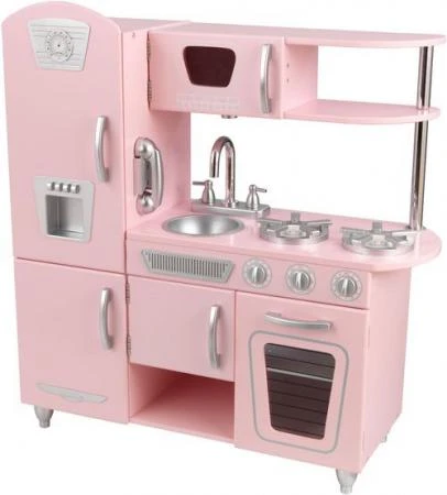 Фото Кухня детская из дерева "Винтаж", цвет Розовый (Pink Vintage Kitchen) (53179_KE)