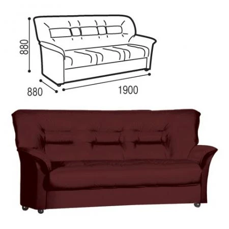 Фото Диван трехместный "V-100", 880х1900х880 мм, c подлокотниками, экокожа, коричневый