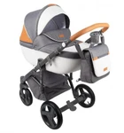 фото Коляска 2в1 BeBe-Mobile Ravenna Sport V106 кожа белая/оранжевая + серая