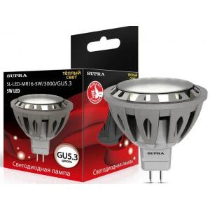 Фото Светодиодная лампа supra led sl-led-mr16-5w/3000/gu5.3