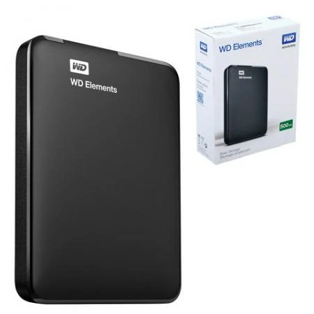 Фото Диск жесткий внешний WESTERN DIGITAL Elements Portable, 500 Gb, 2,5", USB 3.0, черный