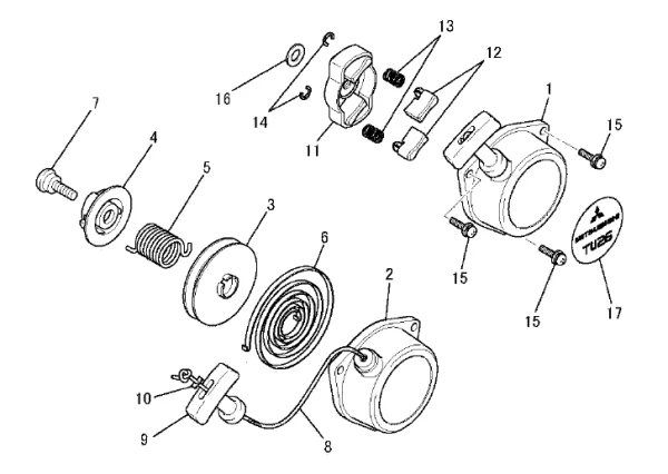 Фото MITSUBISHI Пружина возвратная двигателя MITSUBISHI TU26PFD (рис.13)