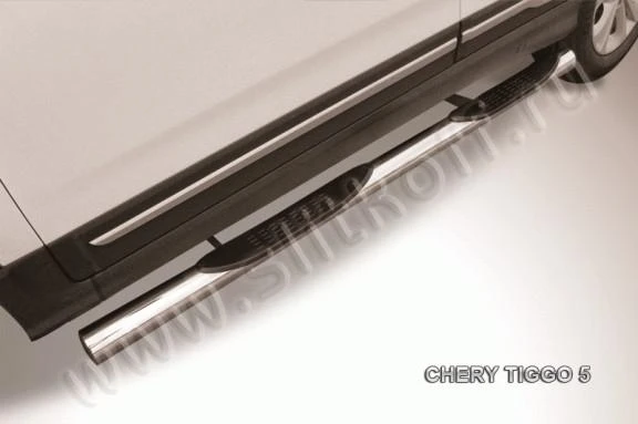 Фото Slitkoff Защита порогов d76 с проступями CHERY TIGGO 5*