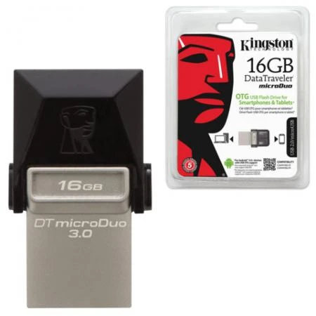 Фото Флэш-диск 16 GB, KINGSTON DT MicroDuo OTG, USB 3.0, черный