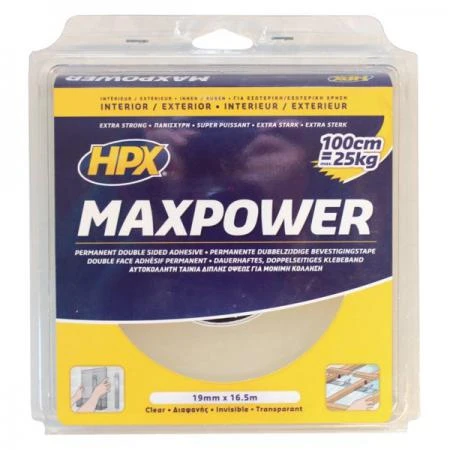 Фото HPX Скотч монтажный двухсторонний акриловый HPX Max Power 16,50 м x 19 мм