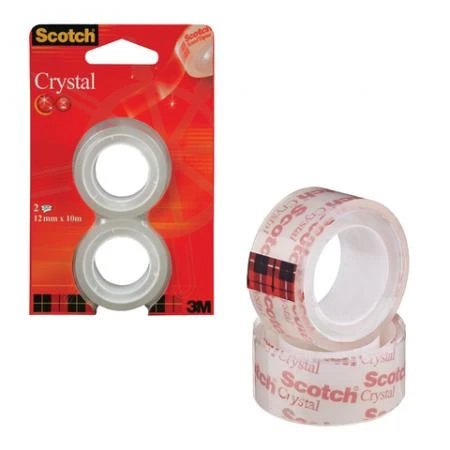 Фото Клейкие ленты 19 мм х 7,5 м канцелярские SCOTCH "Crystal", комплект 2 шт., прозрачные, 50 мкм