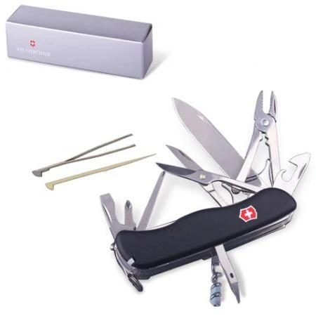 Фото Подарочный нож VICTORINOX "Work champ", 111 мм, складной, с фиксирующимся лезвием, черный, 21 функция