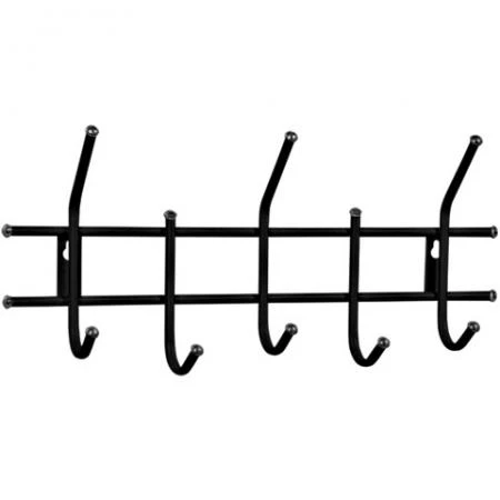 Фото Вешалка настенная, металлическая, 5 крючков, 280х600х110 мм, "Стандарт 2/5", цвет черный