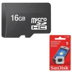 фото Карта памяти micro SDHC, 16 GB, SANDISK, скорость передачи данных 4 Мб/сек. (class 4)