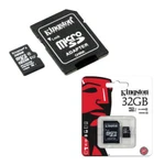 фото Карта памяти micro SDHC, 32 GB, KINGSTON, скорость передачи данных 45 Мб/сек. (class 10), с адаптером