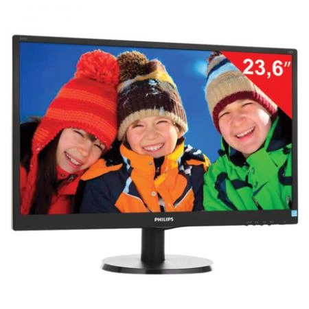 Фото Монитор LED 23,6" (60 см) PHILIPS 243V5LAB, 1920x1080, TN+film, 16:9, DVI, D-Sub, 250 cd, 5 ms, черный