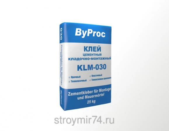 Фото АКЦИЯ Кладочная смесь 030-KLM ByProc (клей цементная для пенобетона) 25кг