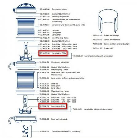 Фото DHR Патрон для лампы DHR 70.99.00.20 P28s для навигационных огней DHR70N/DHR70N Duplex