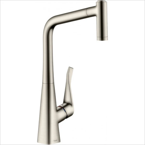 Фото Hansgrohe Kitchen 73852800 M5115-H220 Кухонный смеситель, однорычажный, с вытяжным изливом. Сталь